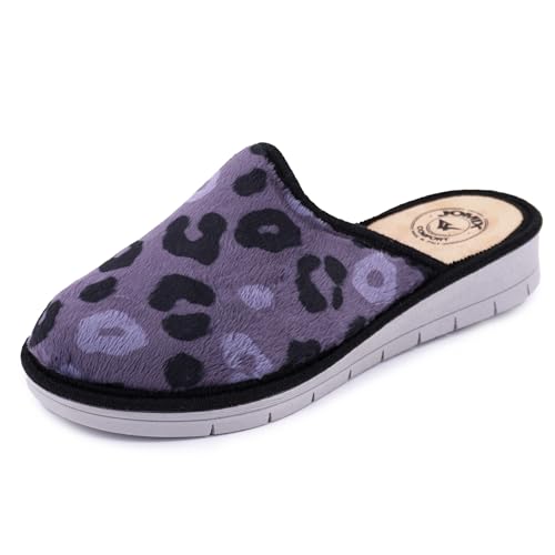 JOMIX Hausschuhe Damen Winter Pantoffeln Gefüttert Rutschfest Leicht Bequem Hüttenschuhe Weich Geschlossen mit Herzmuster Made in Italy ITD2416 Dunkelgrau 38 von JOMIX