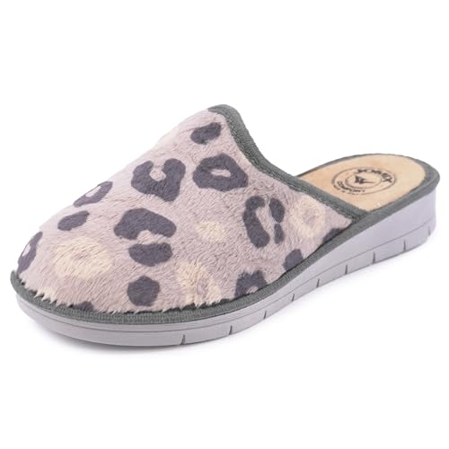 JOMIX Hausschuhe Damen Winter Pantoffeln Gefüttert Rutschfest Leicht Bequem Hüttenschuhe Weich Geschlossen mit Herzmuster Made in Italy ITD2416 Hellgrau 41 von JOMIX