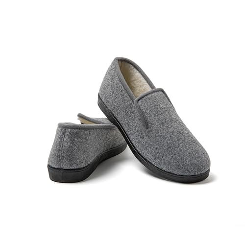 JOMIX Hausschuhe Herren Diabetiker Schuhe, Herren Niedrige Hausschuhe Senioren Winterschuhe Hausschuhe Breiter Fuß Filzpantoffeln Mit Memory Foam Sohle (Grau, 41 EU, MU1023) von JOMIX