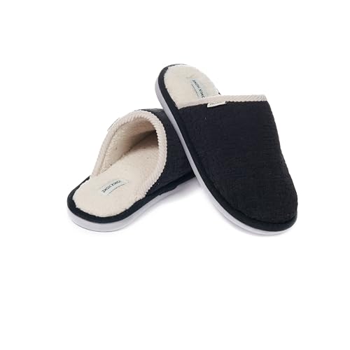 JOMIX Hausschuhe Herren Winter Warme Weiche Hausschuhe Pantoletten Bequeme Plüsch Memory Rutschfeste Slippers (Schwarz, 42 EU, MU9718) von JOMIX