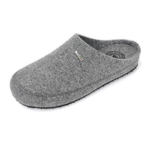 JOMIX Winter Hausschuhe Herren Warme Filz Pantoffeln Flache Slippers Elegante Filzclog Indoor Outdoor (Dunkelgrau, 41 EU) von JOMIX