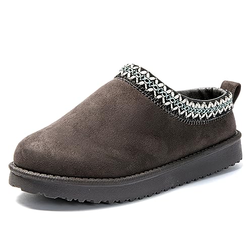 JOMIX Winter Hausschuhe Damen Warme Lässige Slip-on Slipper Indoor Outdoor (Dunkelgrau Größe Groß 1 Nummer, 37 EU) von JOMIX