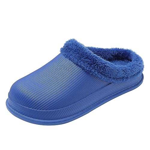 JOMIX Hausschuhe Herren Winter Bequeme Pantoffeln Warme Gefütterte Gummi Clogs Weiche Puschen Indoor (Royalblau Größe Klein 2 Nummern, 44 EU) von JOMIX