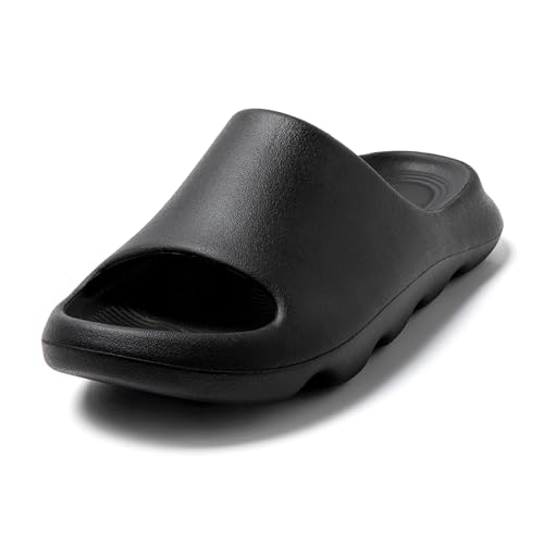 JOMIX Herren Badelatschen - Badeschuhe Sommer rutschfeste Badeschlappen Leicht Eva Pantoletten Indoor Outdoor SU9032 (Schwarz, 44-45EU) von JOMIX