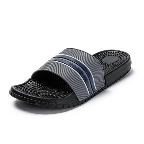 JOMIX Herren Badeschuhe - Sommer Rutschfeste Badelatschen mit Massage Fußbett Hausschuhe Pantoletten BadeSchlappen Strand Meer Indoor Outdoor SU9249 (Grau, 42EU) von JOMIX