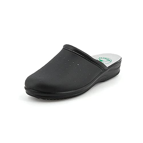 JOMIX Clogs Gartenschuhe Herren Orthopädische Sandalen Krankenhaus Küche Sanitär Clogs Anti-Rutsch Badeschlappen Gummi Arbeitsschuhe (02 Schwarz Größe Klein 1 Nummer, 41 EU) von JOMIX