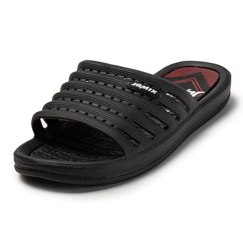 JOMIX Badelatschen Herren Badeschlappen rutschfeste Leichte Bequeme Eva Duschhausschuhe Sommer Badelatschen Unisex Badeschuhe Valentinstag EU 40-41 (Schwarz, 41 EU) von JOMIX