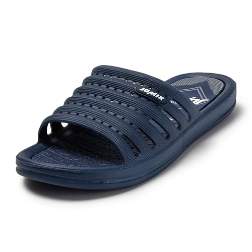 JOMIX Sandalen Herren Pantoletten Flach Sommer Badelatschen Rutschfest Badepantoletten für Strand Freizeit (Dunkelblau, 40 EU) von JOMIX