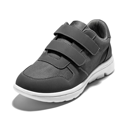JOMIX Herren Laufschuhe Turnschuhe Sportschuhe Sneaker Leicht Atmungsaktiv Straßenlaufschuhe Freizeitschuhe Herrenschuhe mit Klettverschluss (Grau, 42 EU, SU9501) von JOMIX