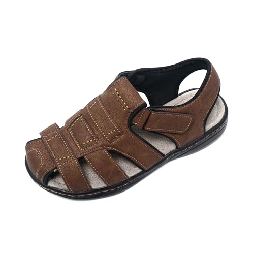 JOMIX Herren Sandalen Sommer Leder Freizeitschuhe Anti-Rutsche Riemenschuhe Trekkingsandalen Strandschuhe Reisen Trekking Wander Outdoor (01 Braun Größe Klein 1 Nummer, 43 EU) von JOMIX