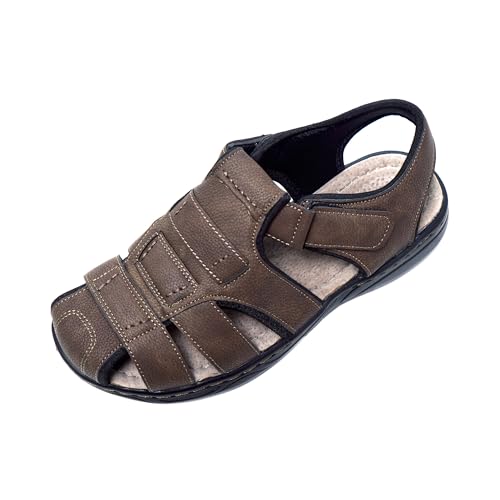 JOMIX Herren Sandalen Sommer Leder Freizeitschuhe Anti-Rutsche Riemenschuhe Trekkingsandalen Strandschuhe Reisen Trekking Wander Outdoor (01 Khaki Größe Klein 1 Nummer, 41 EU) von JOMIX