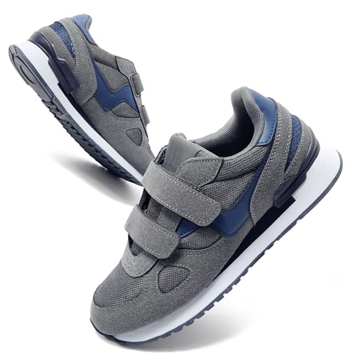 JOMIX Herren Sneaker Weiss Sportschuhe Laufschuhe Straßenlaufschuhe Sneaker mit Klettverschluss Turnschuhe Atmungsaktiv Slip-On-Schuhe (Grau, 41 EU, SU8138) von JOMIX