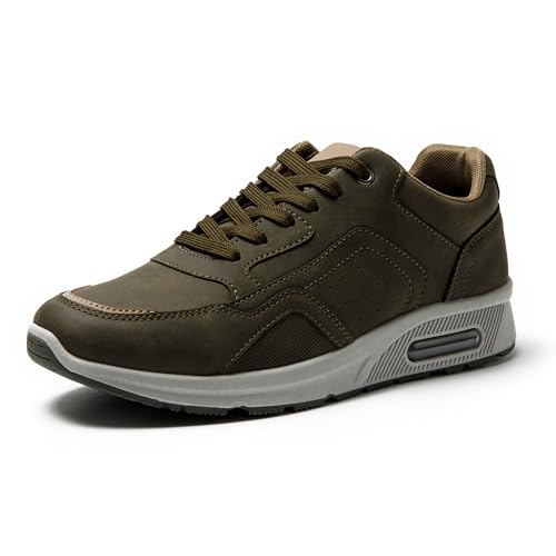 JOMIX Herren Sneakers Sportschuhe mit Luftpolster Leder Freizeitschuhe Leichte Laufschuhe Joggingschuhe Straßenlaufschuhe Gym Fitness (MOS255059, Armeegrün, 41 EU) von JOMIX