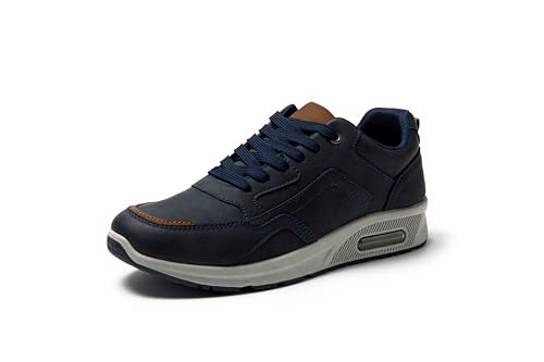 JOMIX Herren Sneakers Sportschuhe mit Luftpolster Leder Freizeitschuhe Leichte Laufschuhe Joggingschuhe Straßenlaufschuhe Gym Fitness (MOS255059, Marine, 44 EU) von JOMIX