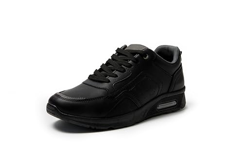 JOMIX Herren Sneakers Sportschuhe mit Luftpolster Leder Freizeitschuhe Leichte Laufschuhe Joggingschuhe Straßenlaufschuhe Gym Fitness (MOS255059, Schwarz, 45 EU) von JOMIX