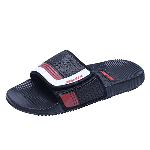 JOMIX Badelatschen Herren Sommer Badeschlappen Atmungsaktiv Gummi Bunte Schlappen Leichte Hausschuhe Meer Pool Strand Schwimmen Pantoletten Indoor Outdoor (Schwarz, 43 EU) von JOMIX