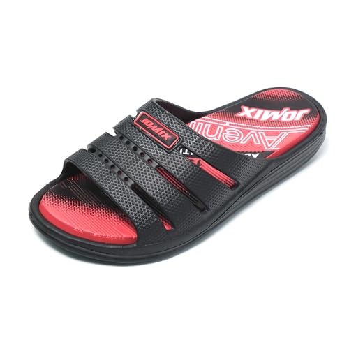 JOMIX Badelatschen Herren Sommer Badeschlappen Atmungsaktiv Gummi Bunte Schlappen Leichte Hausschuhe Meer Pool Strand Schwimmen Pantoletten Indoor Outdoor (Schwarz, 45 EU) von JOMIX