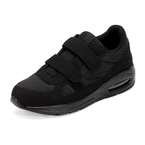 JOMIX Herren Sportschuhe - Straßenlaufschuhe mit Klettverschluss Dämpfung Laufschuhe mit Luftpolster Runner Sneaker Leichte Turnschuhe Atmungsaktiv Walkingschuhe MOS250538 (Schwarz, 41EU) von JOMIX