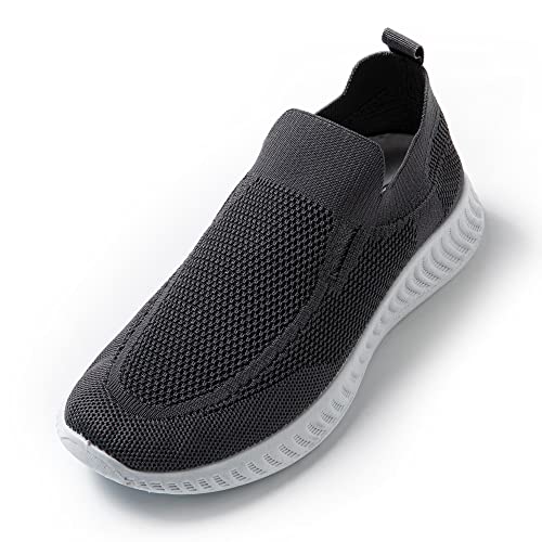 JOMIX Herren Walkingschuhe Slip On Sneaker Atmungsaktive Sportschuhe Turnschuhe Laufschuhe Sportlicher Slipper Fitness Gym (Dunkelgrau, 41) von JOMIX