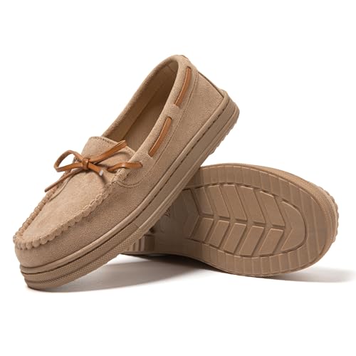JOMIX Hüttenschuhe Damen mit Fußbett Winter Hausschuhe Muttertag Unisex Plüsch Pantoffeln mit Liebe Puschen Mokassins (Beige, 38 EU, MD1046) von JOMIX