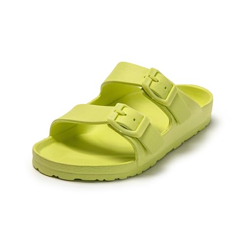 JOMIX Kinder Badeschuhe - Sommer Badeschlappen Flache Leicht Eva Badesandalen Jungen Mädchen Rutschfeste Badelatschen Verstellbar Schnalle Strand Sanladen SB9418 (Grün, 32 EU) von JOMIX