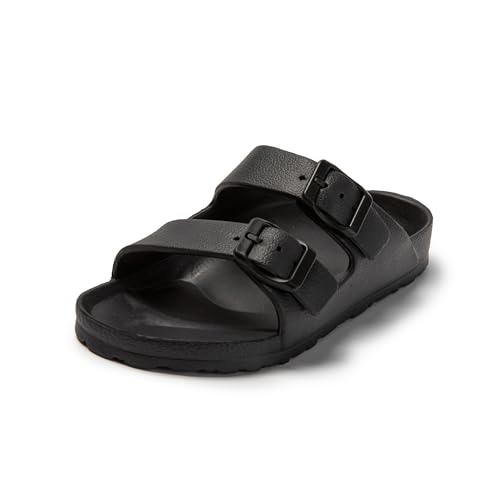 JOMIX Kinder Badeschuhe - Sommer Badeschlappen Flache Leicht Eva Badesandalen Jungen Mädchen Rutschfeste Badelatschen Verstellbar Schnalle Strand Sanladen SB9418 (Schwarz, 32 EU) von JOMIX