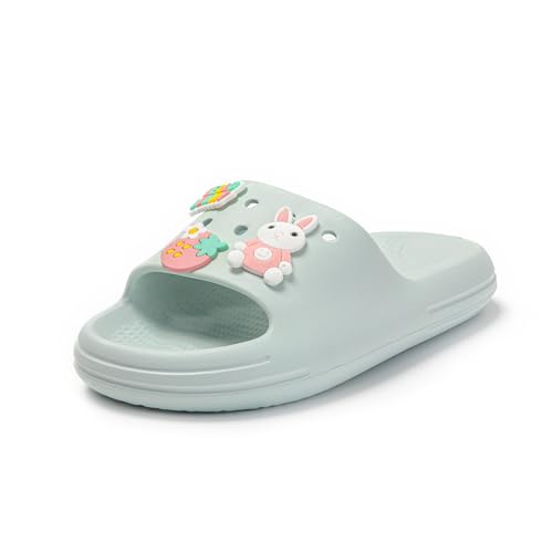 JOMIX Kinder Badeschuhe - Sommer Badeschlappen Jungen Mädchen Rutschfeste Badelatschen Weiche Massage Fußbett Leicht 100% EVA Hausschuhe Lustige Sandalen SP9238 (Grün, 28EU) von JOMIX