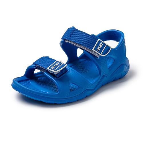 JOMIX Kinder Sandalen Jungen Mädchen Badeschlappen mit Klettverschluss Pantoletten Bunte Atmungsaktive Schlappen Badelatschen Badeschuhe Sommer Pantoffeln (Marine, 32EU, SB9005) von JOMIX