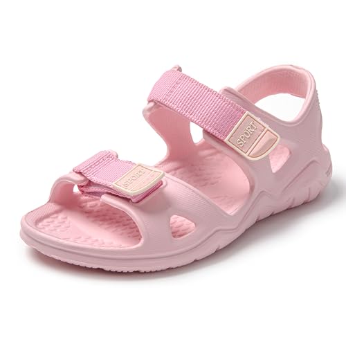 JOMIX Kinder Sandalen Jungen Mädchen Badeschlappen mit Klettverschluss Pantoletten Bunte Atmungsaktive Schlappen Badelatschen Badeschuhe Sommer Pantoffeln (Rosa, 33EU, SB9005) von JOMIX