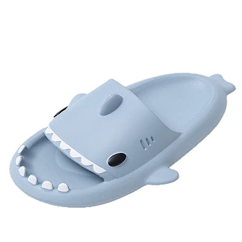 JOMIX Sommer Schlappen Kinder Jungen Mädchen Haifisch Sandalen Super Weiche Badelatschen Badeschlappen Schwimmbad Meer Strand (Blau, 30/31 EU Größe Groß) von JOMIX