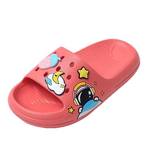 JOMIX Sommer Schlappen Kinder Jungen Mädchen Karikaturen Patch Sandalen Bunte Badelatschen Badeschlappen Schwimmbad Meer Strand (Koralle, 32/33 EU) von JOMIX