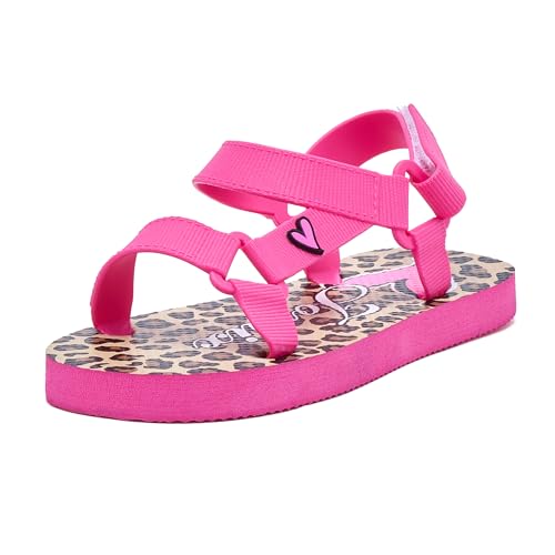 JOMIX Kinder Sandalen mit Klettverschluss Mädchen Pantoletten Bunte Atmungsaktive Schlappen Jungen Badelatschen Badeschuhe Sommer Pantoffeln Badeschlappen (Fuchsia, 34EU, KOX250156) von JOMIX