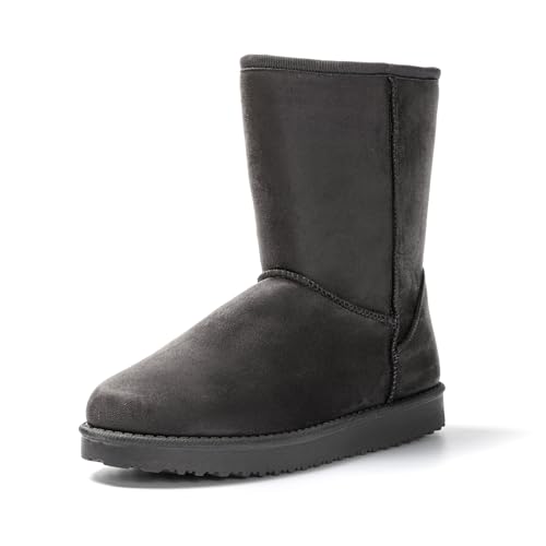 JOMIX Winter Stiefeletten Damen Wildleder Boots Halbschaft Warme Gefütterte Winterstiefel Antirutsch Sohle Outdoor (Grau, 37 EU) von JOMIX