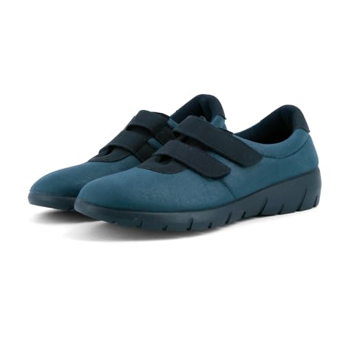 JOMIX Klettschuhe Damen Bequeme mit Doppel Klettverschluss Leichte Freizeitschuhe mit Rutschfester Keilsohle Orthopädische Schnürfrei Komfortschuhe für Alltag Pflege ESW2526 Blau 40 von JOMIX