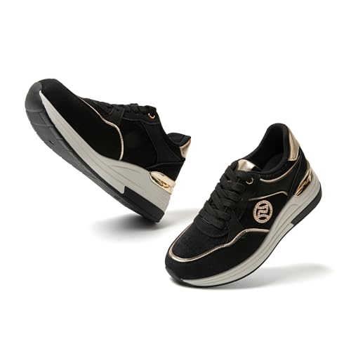 JOMIX Leichte Laufschuhe Damen Freizeitschuhe Running Shoes Boardschuhe Turnschuhe rutschfeste Sneaker (Schwarz, 37 EU, MD9942) von JOMIX