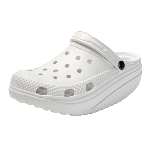 JOMIX Muttertag Pantoletten Damen Clogs Flache Gesundheitsschuhe Sommer Sanitär-Clogs Sandalen Taumelschuhe (Weiß, 38-39 EU, SD9526) von JOMIX