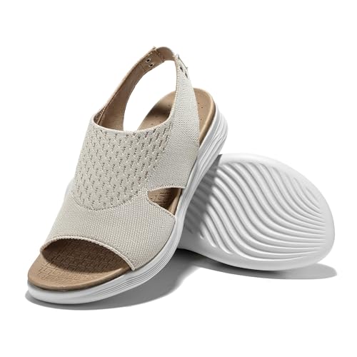 JOMIX Muttertag Pantoletten Damen Orthopädische Sandalen Sport Flache Sandaletten Sommer Slip On Sommerschuhe (Hellgelb, 39 EU, SD9301) von JOMIX