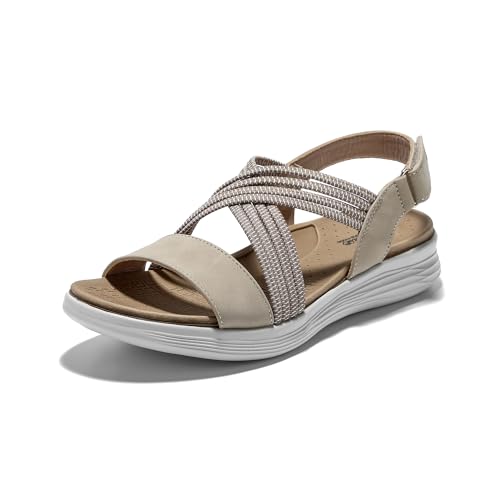 JOMIX Plateau Pantoletten Damen Sandalen mit Weich Fußbett Frauen Sommer Offene Schuhe Leder Plattform Freizeit Sommerschuhe (Grau, 37 EU, SD9294) von JOMIX