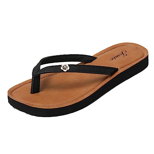 JOMIX Plateau Zehentrenner Sandalen Damen Badeschuhe Schlappaen Sommerschuhe Bunt Strand Sandal (14 Schwarz, 39EU, SD5079) von JOMIX