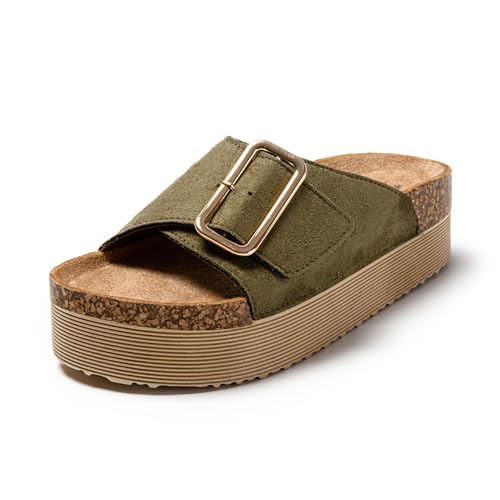 JOMIX Sandalen Damen Pantoletten Damen Flach rutschfest Sommer Badelatschen Strandsandalen Freizeit Clogs (Grün, 37 EU, SD9168) von JOMIX
