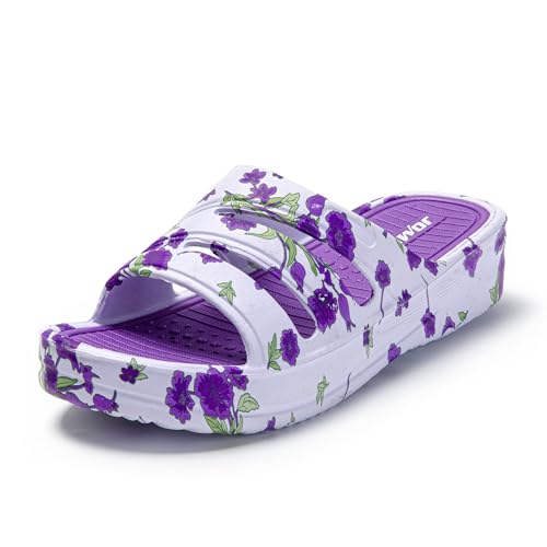 JOMIX Sandalen Damen Pantoletten Flach Sommer Badelatschen rutschfest Badepantoletten für Strand Freizeit (Violett, 36 EU,SD9309) von JOMIX