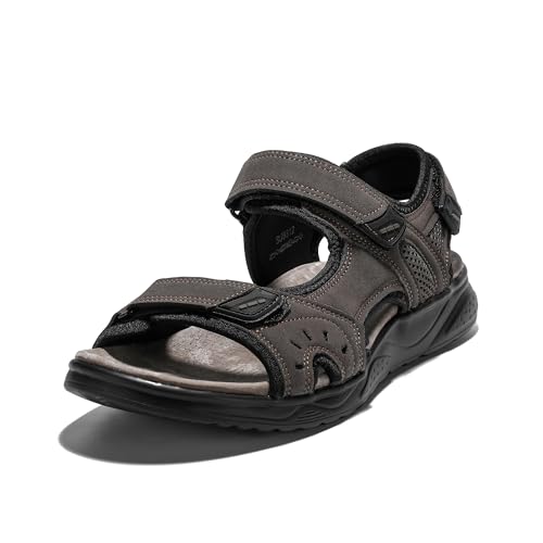 JOMIX Flach Pantoletten Herren Sandalen mit Weich Fußbett Frauen Sommer Offene Schuhe Leder Freizeit Sommerschuhe (Braun, 41 EU, SU9312) von JOMIX