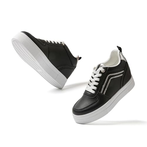 JOMIX Sneaker Damen Laufschuhe Leichte Turnschuhe Freizeitschuhe Tennis Schuhe Freizeit Boardschuhe Boardschuhe (Schwarz, 40 EU, MD9550) von JOMIX