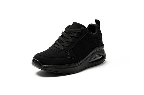 JOMIX Sneaker Damen Leicht Elegante Turnschuhe mit Luftpolster Leder Sportschuhe Laufschuhe rutschfeste Joggingschuhe Gym Fitness (Blak,37) von JOMIX