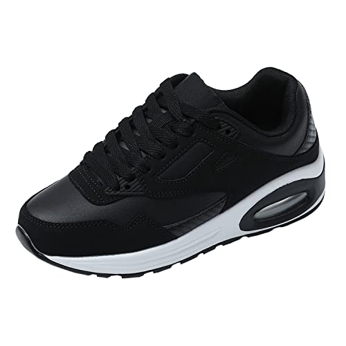 JOMIX Turnschuhe Damen Sneaker Sportschuhe Luftkissen Laufschuhe Anti-Rutsch Atmungsaktive Trainers Fitness Gym Straßen Outdoor (Schwarz Weiß, 38 EU) von JOMIX