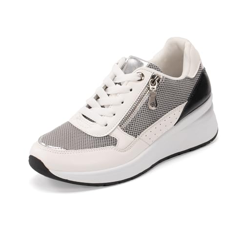 JOMIX Sneaker Damen Sportschuhe Straßen Laufschuhe Leicht Schlupfschuhe Atmungsaktive Joggingschuhe rutschfeste Turnschuhe Tennis Fitness Gym (Schwarz, 38EU, WSC250522) von JOMIX