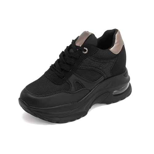 JOMIX Sneaker Damen Turnschuhe Sportschuhe mit Luftpolster Atmungsaktives Laufschuhe rutschfeste Joggingschuhe Straßen Trainers Gym Fitness Running Shoes (Schwarz, 40EU, WSC250131) von JOMIX