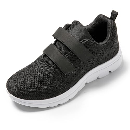 JOMIX Sneaker Herren Sportschuhe Turnschuhe Straßen Laufschuhe Klettverschluss Atmungsaktive Trainers Fitness Gym (A Schwarz & Weiß, 42) von JOMIX