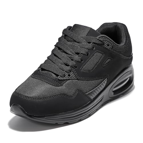 JOMIX Sneaker Herren Sportschuhe mit Luftpolster Turnschuhe Atmungsaktives Joggingschuhe Straßen Laufschuhe Trainers Gym Fitness Running Shoes (Schwarz, 46EU, MOS2500) von JOMIX