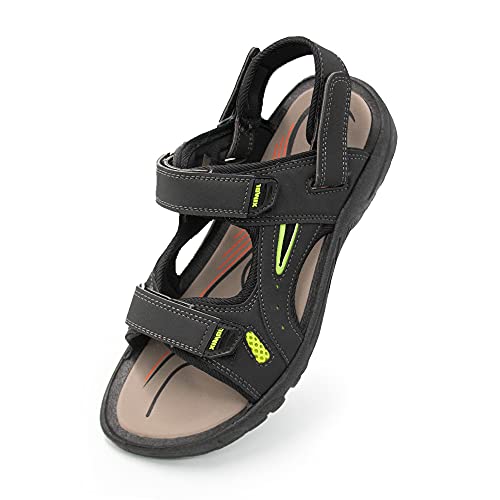 JOMIX Sommer Athletische Sandalen Damen Klettverschluss Anti-Rutsch Wandersandalen Outdoor Strand Reisen Trekking Wander (W01 Schwarz, 36 EU) von JOMIX